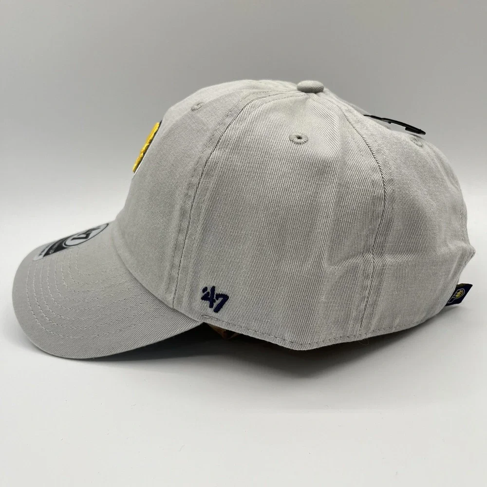 Indiana Pacers 47 Brand Clean Up Hat Strap Back One Size Gray NBA Basketball NEW